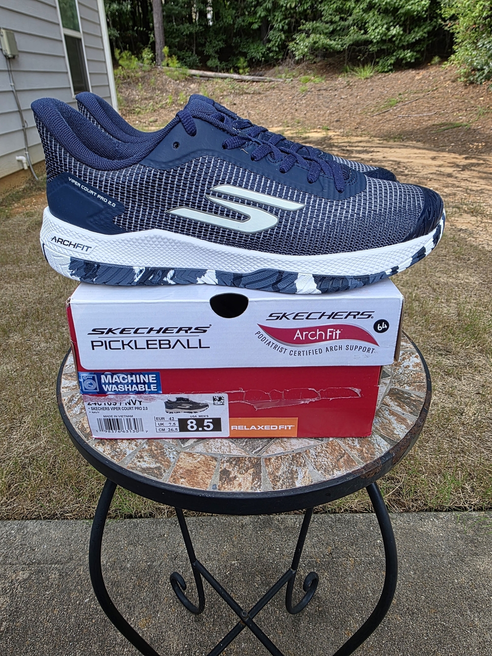Skechers 246109 Pickleball Viper Court Pro 2.0 Navy Men Sz 8.5 Worn 3x With Box